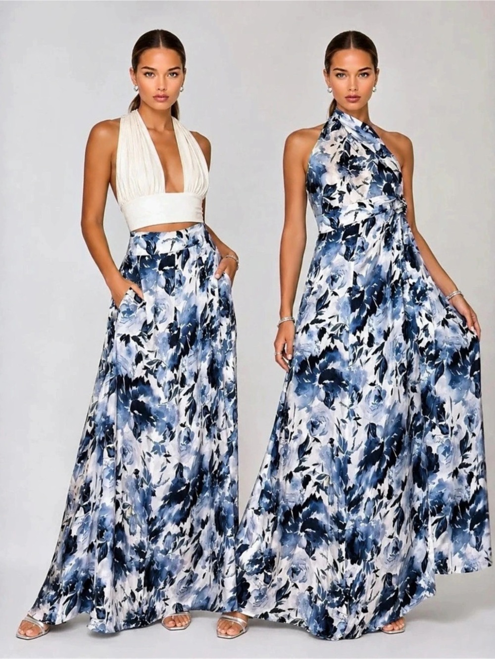BaliaWear Show Skirt Abstract Blue & White Maxi Skirt